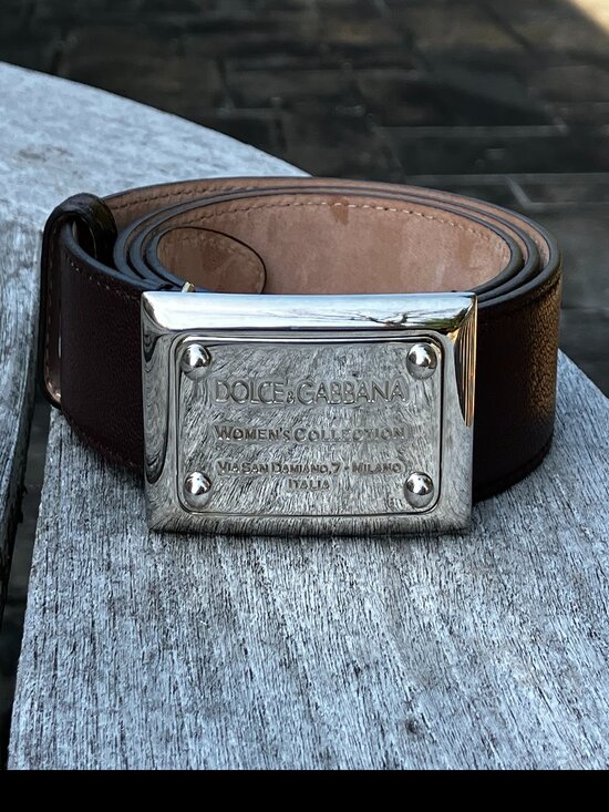 ?Authentic Dolce & Gabbana Leather Belt with Silver-Tone Buckle main image 5